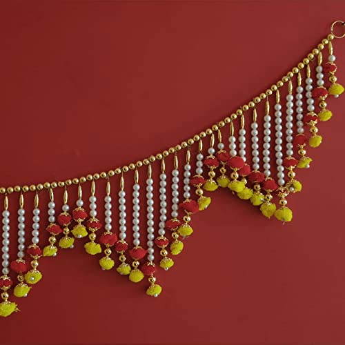 Image of Handmade Door Hanging Moti Latkan Style Bandarwal Toran (TMS-01) -Diwali New Year Inauguration Wedding Festival Home Decor Pooja (40 Inch X 6 Inch), Multicolor