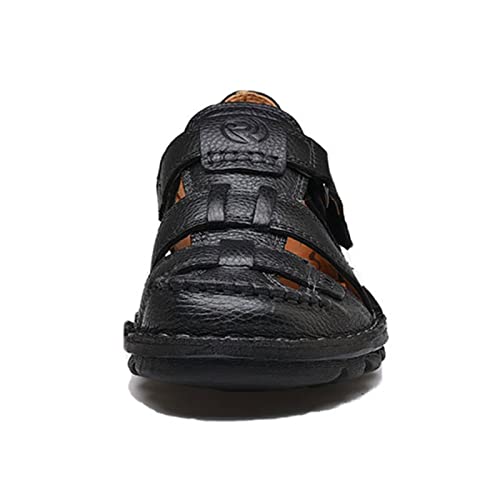 Upishi Mens Casual Closed Toe Leather Sandals Outdoor Fisherman Adjustable Summer Shoes Black 44, 9.5 M Us #TOP1