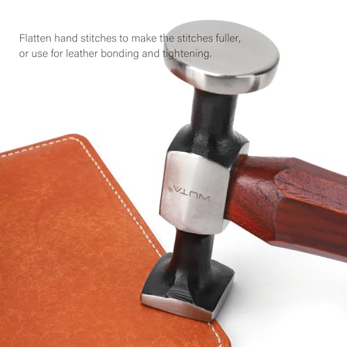 Image of WUTA Leather Hammer Double Head Cobblers Hammer Mirror Polishing Carbon Steel Mallet for Professional Leather Craft Tool (gen 2)