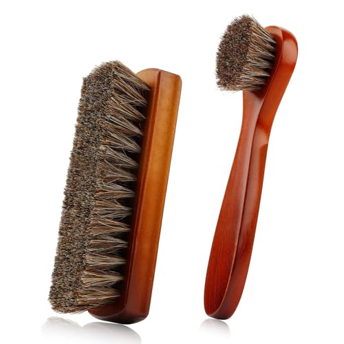 Nsetriu - Shoe Brush Shoe Cleaning Brush 2 Pcs Horsehair Shoe Brush Boot Brush Horse Hair Brush for Leather Shoe Brushes Cleaning Leather Shoes Boot Cleaning Brush Care Clean Dauber Applicators Brosse Chaussure