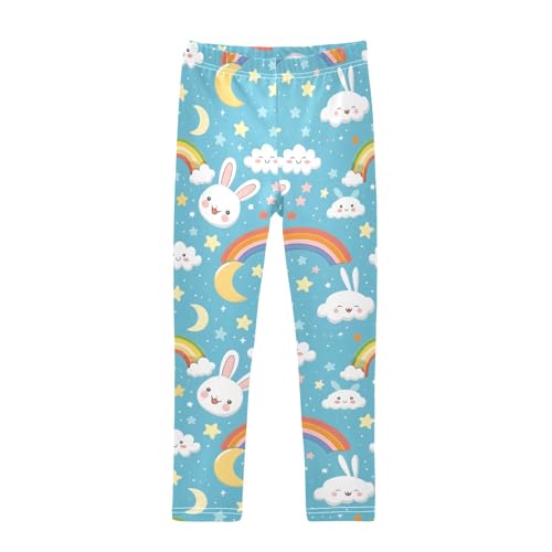 Rabbit Moon Stars Girls Leggings Athletic Pants Tights Stretch Bottom