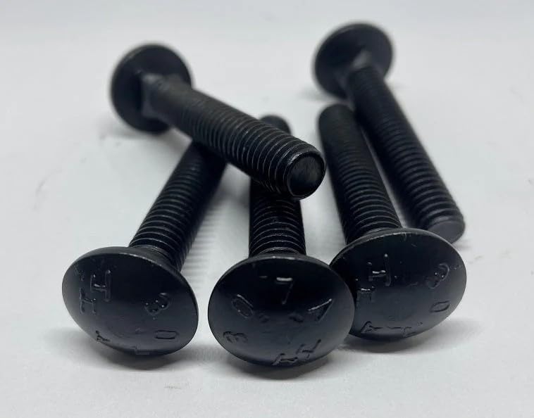 3/8" x 2" Carriage Bolts with Nuts, Galvanized Steel (Set of 25) - Black