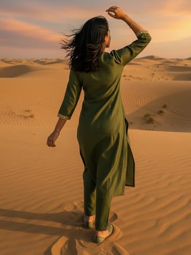 Image of INDO ERA Women's Viscose Self Design Straight Kurta with Pant & Dupatta Set