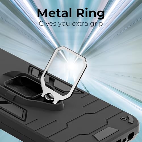 Image of A rtistque Armor Back Case Cover for Vivo T4x 5G / iQoo Z10x 5G / Vivo Y31 Pro 5G | Stylish Ring Holder & Inbuilt Stand | Shockproof TPU Protective Design | 360 Degree | Vivo T4x 5G Back Cover - Black
