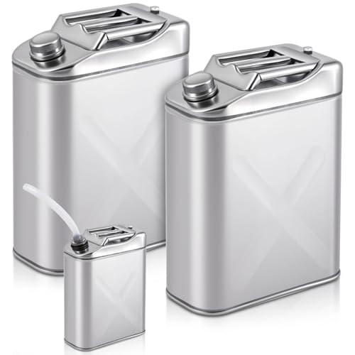 Blulu 2 Pack 5 Gallon Water Jug, 304 Stainless Steel Water Container Storage Can 20 L Portable Leak Proof Drinking Jug with Scientific Spout for Camping Outdoor Emergency Storage, 13.4 x 6.7 x 18.1 In