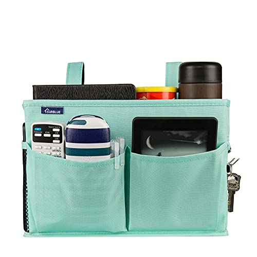 Image of Surblue Bedside Caddy Storage Hanging Organizer for Bunk and Hospital Dorm Rooms Beds Rails Green