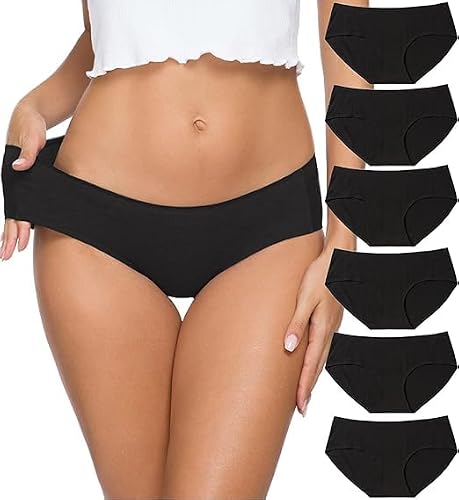 Damen Unterwäsche Baumwolle Unterwäsche für Damen Nahtlos Womens Underwear | Bikini Damenunterwaesche Slips Panty Unterwäsche Frauen 6er Pack, 95% Baumwolle, Atmungsaktiv, Komforta