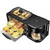 3-in-1 Breakfast Station - Coffee Maker, Griddle, Toaster Oven - Multi-Functional Cooking Machine for Effortless Breakfast in Apartments and Kitchenettes