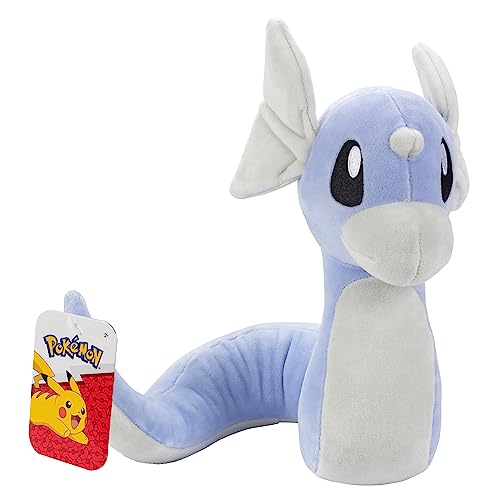 Pokemon Peluche Dratini de 8 pulgadas, con licencia oficial, figura de evolución de dragones escarlata y violeta, auténtico juguete de dragón de peluche suave, regalo para niños, niñas, más de 2 años