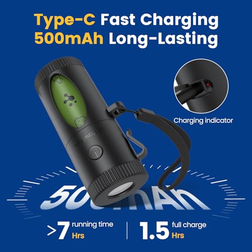 Image of Dog Poop Bag Holder with Rechargeable LED Flashlight, 4 Light Modes for Night Walk Safety, Hands-Free Dispenser with Used Bag Hook & Carabiner Clip, Fits Any Leash, 60 Bags Included