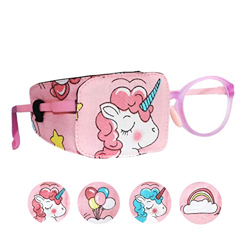 Astropic 1Pc Cotton and Silk Eye Patch for Kids Boys Girls Eye Patch for Glasses Medical Eye Patch for Children with Lazy Eye Amblyopia Strabismus and After Surgery (Right Eye, Pink Hair Unicorn) by Astropic - Used condition - CA$12.49