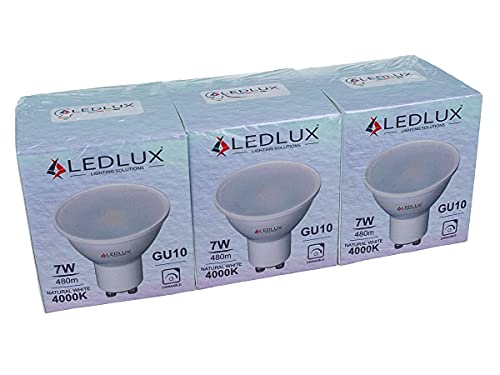 Lot de 3 ampoules LED GU10 à intensité variable, 220 V 7 W = 50 W 480 lumens, spot LED GU10 dimmable avec variateur triac, blanc chaud neutre froid (4000K)