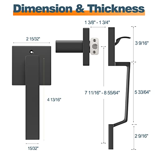 Yytdzsw Front Door Handle, Black Entry Door Handle Set With Reversible Door Lever And Adjustable Door Handle, Exterior Door Handle Lower Half Lever With Single Cylinder, Matte Black #TOP4