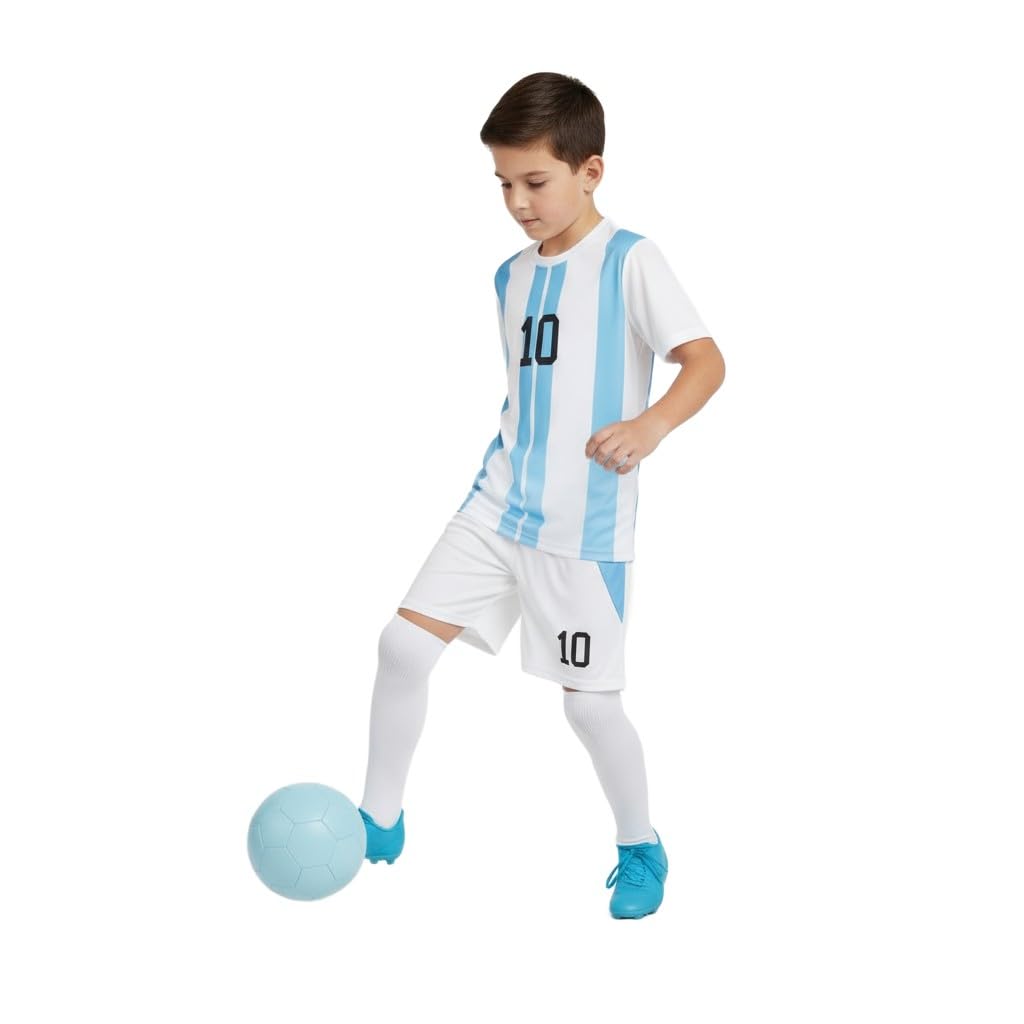 Sports Soccer Football Argen Jersey Messi 10 Home Away Kit Jersey Set T-Shirt with Shorts (Kid's,Boy's & Men) 8001 VGR47-picture-15