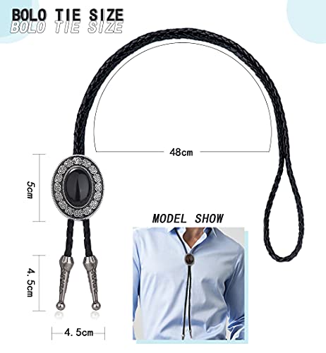 Cassieca 4Pcs Handmade Bolo Tie For Men Western Cowboy Leather Necktie Halloween Costume Accessories For Men Women #TOP1
