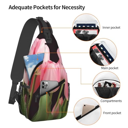 pink tulips Sling Backpack Cross Chest Bag Travel Crossbody Bags for Men Women Fashion Daypack4