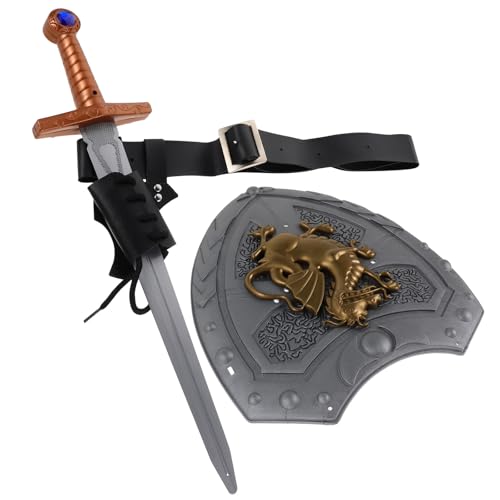 Generic Juego Cosplay Vikingo Medieval para Hombre Espada de Caballero Cinturón Funda Escudo Renacentista Sólido Accesorios de Disfraz Histórico para Fiestas y Eventos