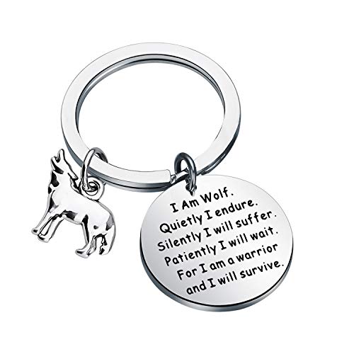 MYSOMY Llavero I am Wolf I am a Warrior and I Will Survive Regalos inspiradores de lobos, S, Acero inoxidable Cover