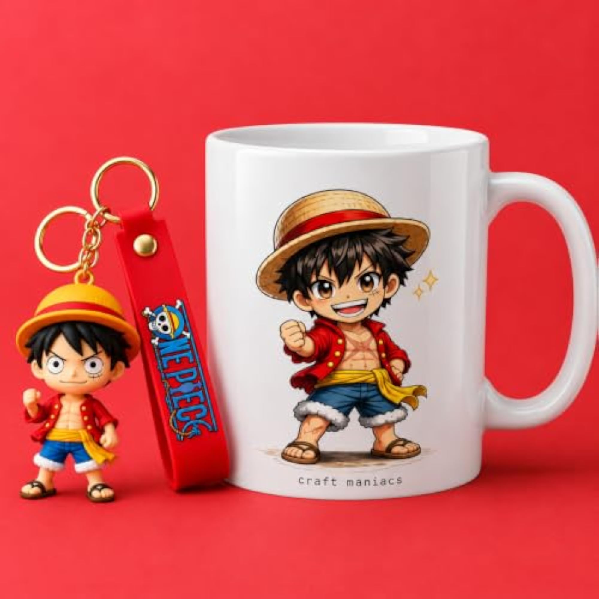Chibi Ceramic Mug with Anime Keychain, 330ml