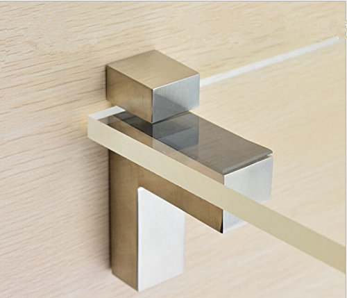 2 Set Of Wood/Glass Shelf Bracket Holder/Wall Mount Panel Glass Clip Clamp, Adjustable, Brushed Nickel (Small) #TOP1
