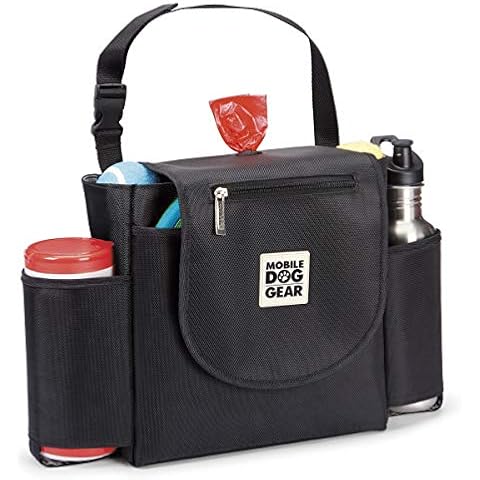 Mobile Dog Gear, Car Seat Back Organizer Travel Bag, Includes Built-in Waste Bag Dispenser and 1 Bag Roll, Black, Meets Airline Requirements Cover