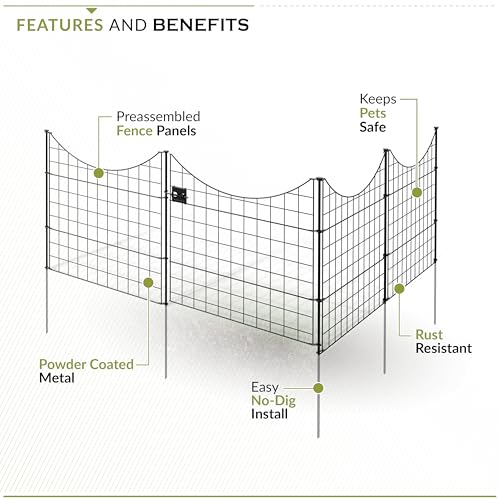 25in H (4 Fence Panels + 1 Gate) No Dig Easy Install Zippity Black Metal Fence, Decorative Fence for Garden Fencing For Dogs, Temporary Fence, Garden Fence Animal Barrier, WF29013 - Thumbnail 3