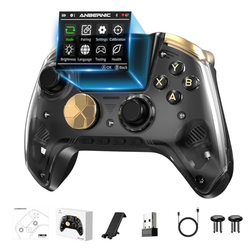 Image of Doriteney RG G01 Wireless Gaming Controller with Heart Rate Monitor & Display, Hall Effect Triggers, Programmable Back Buttons for PC, Switch, Steam, Android, iOS - 2.4G /Bluetooth /Wired Black