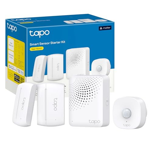 Tapo T30 Kit – Sistema de Alarma antirrobo para el hogar con 1 Sensor de Movimiento y 2 sensores de Ventana, Compatible con Dispositivos Inteligentes y alertas instantáneas en la App