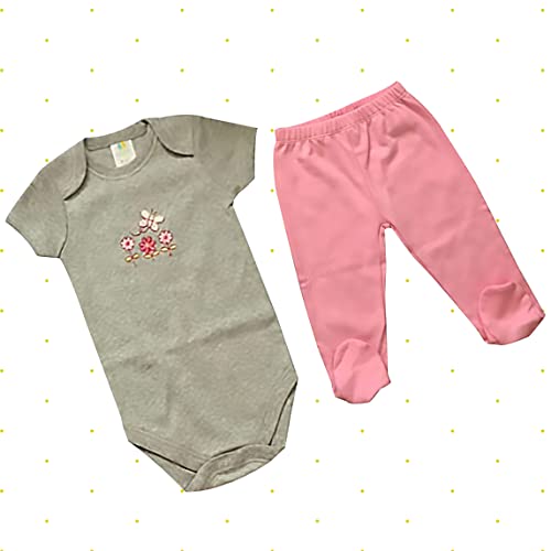 Image of Spasilk Newborn Baby Layette Set, Short Sleeve Bodysuits and Pull-On Footed Pants, 4 Piece