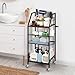 4-Tier Towel Rack Free Standing with Hair Tool Organizer, Durable Metal Bath Towel Holder for Bathroom, Pool Towel Rack, Space-Saving Storage Organizer, Bath Towel Shelf with Wheels, Rustic Brown