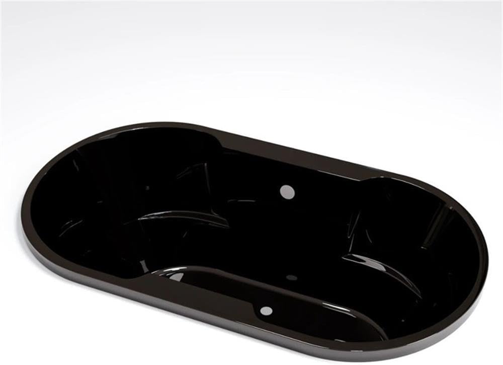 Pemberly Row 70X40 Oval Acrylic Drop-In Bathtub, Black Finish, Contemporary Design, 16.5 in Water Depth, Scratch-Resistant, Molded Arm Rests, Central Drain, Ideal for Bathrooms and Remodeling Projects