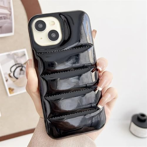 Étui de téléphone Aurora en duvet noir pour iPhone 16 15 14 Pro Max