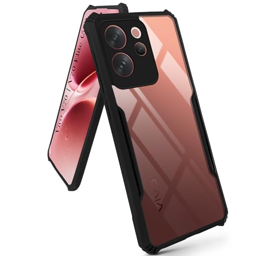 Image of Jkobi Hybrid Back Cover Case for Vivo V70 | Vivo V70 Elite 5G (Shockproof with Polycarbonate Clear Panel | Professional Black)