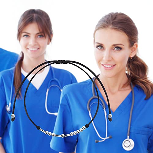 Image of PLITI Nurse Bracelet Nursing School Graduation Gift Nurse Appreciation Jewelry Nurse Inspirational Morse Code Bangle For Family Friend (nurse morse bg)
