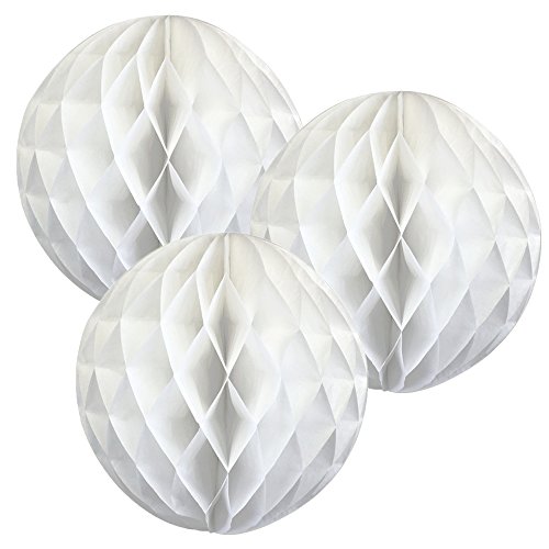 Just Artifacts 3Pc Tissue Paper Honeycomb Ball (12-Inch, White) #TOP18