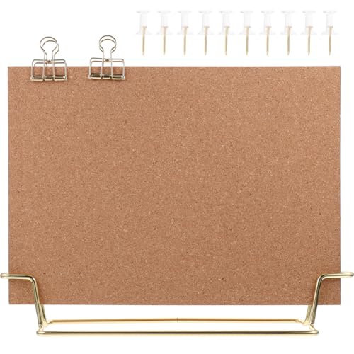 Ciieeo Décoration de bureau - 1 jeu de tableaux mémo en liège - Décoration de bureau - Support en bois - Grille - Cadre photo - Tableau mémo - Tableau noir A4 - Photo en métal