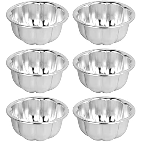 6PCS Flower Shape Aluminum Molds for Jello Nonstick Pudding Pan Cupcake Muffin Cups,Aluminum Alloy Cake Tartlets Baking Tool (3.5 x1.6inch) Cover
