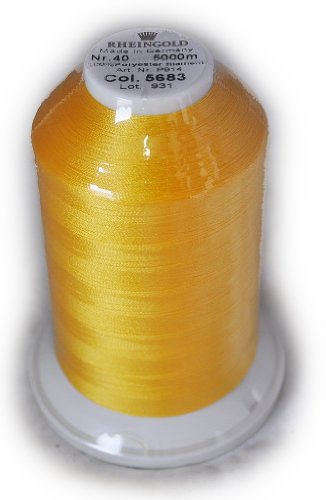 Hilo de poliéster Rheingold No. 40 Amarillo, cono comercial para bordado, 5500 yardas miniatura 1
