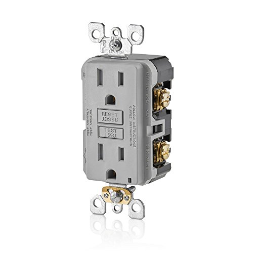 Receptáculo inteligente Leviton GFCI de 15 amperios, color gris y resistente a manipulaciones 5