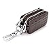 BAKUN Two-Sides Mini Genuine Leather Car Key Chain Holder Wallet Case, Key Holder Key Organizer Wallet(Brown)