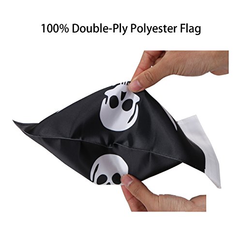 RONGZHI Bandeira de caveira 15 x 23 cm com suporte de mastro de motocicleta preto para Harley Davids