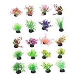 TOPPERFUN 20 Piezas Plantas Artificiales Acuario Simulación Realista Decoración Peceras Accesorios Adornos Pequeña