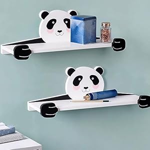 Wall shelves wall mounted panda design cartoon floating shelves for kids room nursery wall decoration display shelf storage rack for books toyscollectibles plants cartoon wall decor wall floatin  urban country home decor