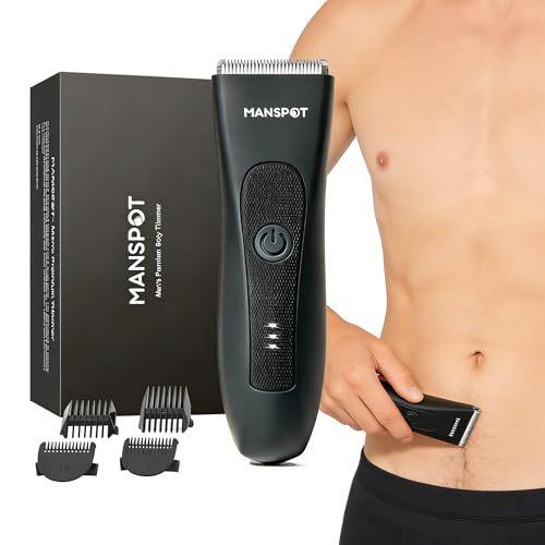 MANSPOT Ball Trimmer for Men | Professional Men's Beard & Moustache Hair Trimmer for Men | Pubic Hair Trimmer for Men's Private Parts | Hypoallergenic Ceramic Blade | IPX7 Waterproof Wet/Dry | Rechargeable Body Groomers | Men's Full Body Hair Trimmer for Balls Legs Pubic Intimate Private Areas (Black)