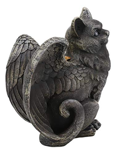 Ebros Gothic Angel Winged Catgoyle Cat Gargoyle Candle Holder Statue Medieval Renaissance Notre Dame Fantasy Gargoyles Angelic Feline Cats Sculpture Halloween Home Decor (Right Facing) #TOP3