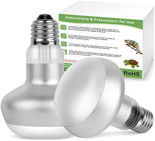 IOOTSEA 2 pcs Intense Basking Spot, Reptile Heat Lamp Terrarium Heater Light Bulb Socket E27 for Animals, Dimmable Daylight Bulb Sun Glow Lamp Turtles, Lizards (50, watt_Hours)