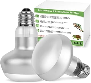 IOOTSEA 2 pcs Intense Basking Spot, Reptile Heat Lamp Terrarium Heater Light Bulb Socket E27 for Animals, Dimmable Daylight Bulb Sun Glow Lamp Turtles, Lizards (50, watt_Hours)