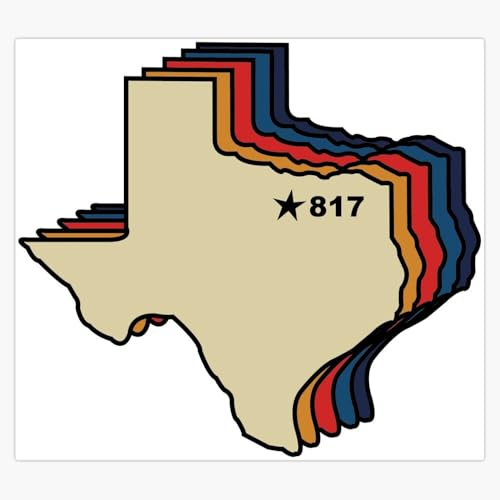 Retro Colors Texas Fort Worth Area Code Bumper Sticker Vinyl Decal 5