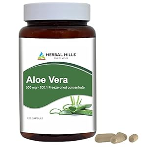 HERBAL HILLS Aloe Vera Capsules (Aloe barbadensis) | 120 Capsules (500 mg) | Pure Aloe Freeze Dried Powder Supplement…