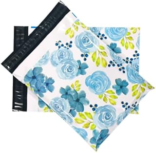 【30枚】梱包 宅配ビニール袋 宅配ポリ袋 A4(メルカリ、ラクマ、クリックポスト) 防水 透けない 封筒 梱包用資材 ポリ袋 カラー おしゃれ 厚手 軽量 ネコポス ゆうパケット 33cm*25cm フタ4cm ワンタッチテープ 強力テープ付き (青いバラの花束, A4)